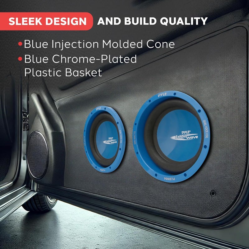 Pyle Car Vehicle Subwoofer Audio Speaker - 8 Inch Blue Injection Molded Cone, Blue Chrome-Plated Steel Basket, Dual Voice Coil 4 Ohm Impedance, 600 Watt Power, for Vehicle Stereo Sound System - PLBW84 - Image 4
