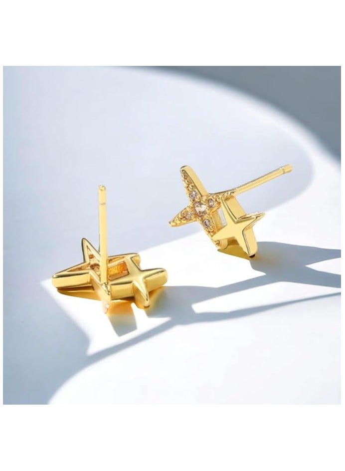 بونكا اقراط اذن انيقة للبنات والنساء من بونكا ماركة تستحقها كل امرأة حلق دبل ستار ذهبي - Image 2