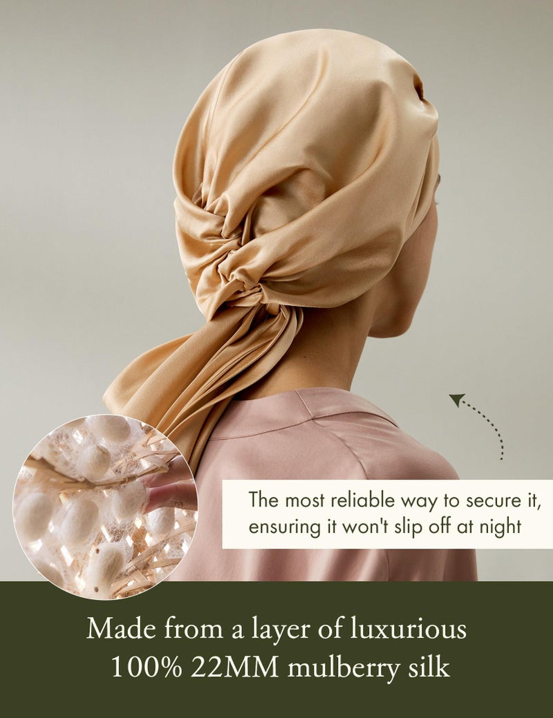 ليلي سيلك Lilysilk 100 ٪ 22mm نقي التوت الحرير قبعة النوم نساء غطاء محرك السيارة الطبيعية للحرير للنوم والعرع شعر غلاف دش بالشعر مع شريط طويل مرنة للبقاء على الجمل الخفيف - Image 2