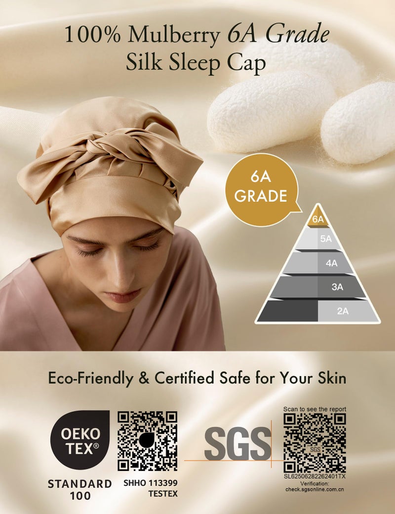 ليلي سيلك Lilysilk 100 ٪ 22mm نقي التوت الحرير قبعة النوم نساء غطاء محرك السيارة الطبيعية للحرير للنوم والعرع شعر غلاف دش بالشعر مع شريط طويل مرنة للبقاء على الجمل الخفيف - Image 3