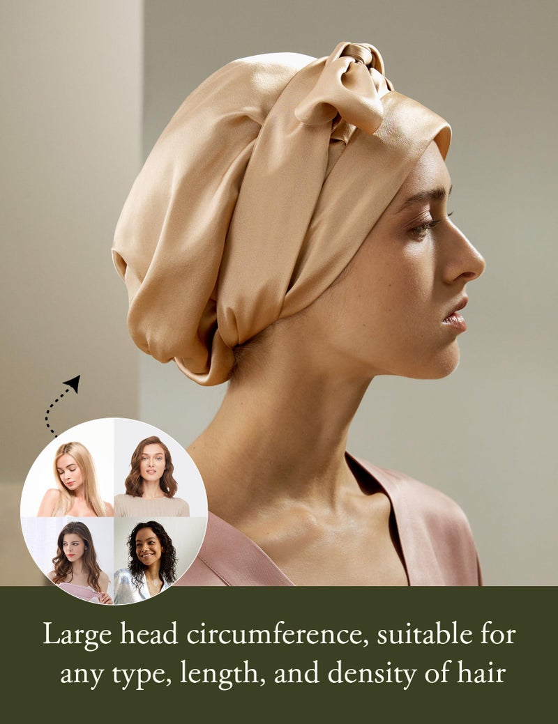 ليلي سيلك Lilysilk 100 ٪ 22mm نقي التوت الحرير قبعة النوم نساء غطاء محرك السيارة الطبيعية للحرير للنوم والعرع شعر غلاف دش بالشعر مع شريط طويل مرنة للبقاء على الجمل الخفيف - Image 4