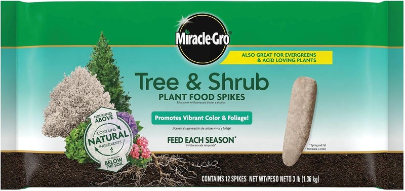 Miracle-Gro Tree and Shrub Plant Food Spikes, For Deciduous, Flowering and Evergreen Trees, 12 Spikes - Image 1
