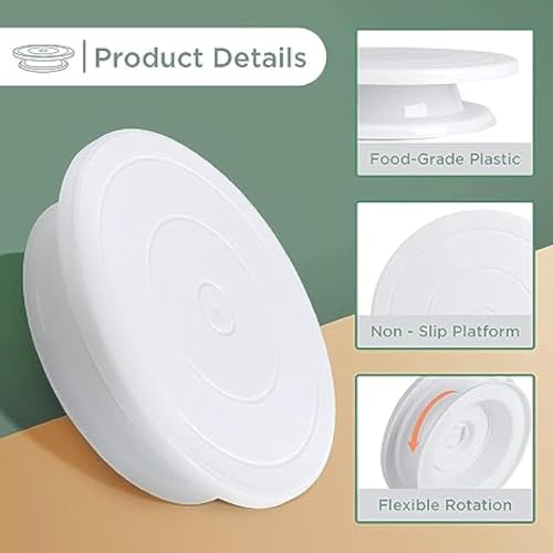 Wishome 11 Inch Rotating Cake Turn Table for Cake Frosting Revolving Cake Stand White Cake Decorating Kit Display Stand Baking Tools Accessories Supplies for Decoration(Multi Color) - Image 4