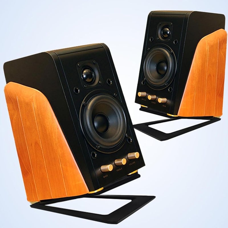 Black Tilted Desktop Speaker Stands Brackets Anti Slip Riser For Compact PC Small Gaming Speakers 2Pcs - Image 3