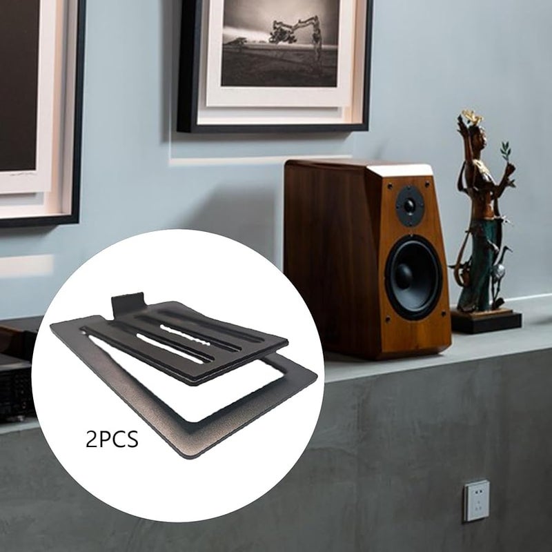 Black Tilted Desktop Speaker Stands Brackets Anti Slip Riser For Compact PC Small Gaming Speakers 2Pcs - Image 4