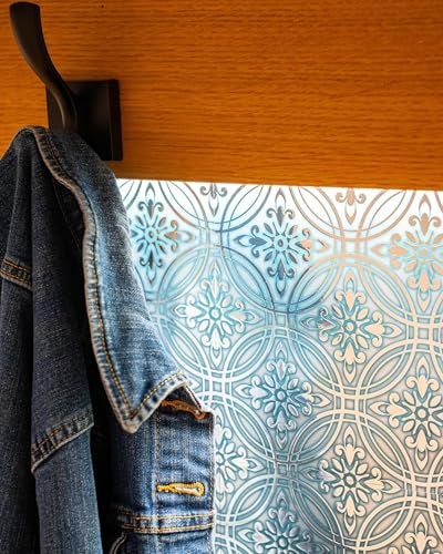 Main Street – 24-Pack of 8 x8 Peel and Stick Backsplash Wallpaper Tiles – Teal Painted Silver Design – Removable Self Adhesive Wall Tile for Kitchen, Renter-Friendly for Your Home and DIY Projects - Image 3