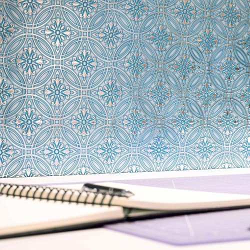 Main Street – 24-Pack of 8 x8 Peel and Stick Backsplash Wallpaper Tiles – Teal Painted Silver Design – Removable Self Adhesive Wall Tile for Kitchen, Renter-Friendly for Your Home and DIY Projects - Image 5