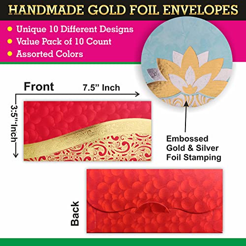 PARTH IMPEX Shagun Gift Envelope (Pack of 10) Assorted Color Designs Money Holder Fancy Packet for Christmas Diwali Easter Birthday Wedding Anniversary Designer Invitation Envelopes - Image 2