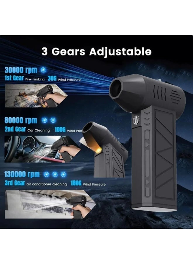 MWS-للتخييم منفاخ هواء لاسلكي محمول قوي، منفاخ هواء إلكتروني، منفاخ أوراق شجر لاسلكي، مروحة نفاثة لتوليد الهواء، منفاخ توربو مزود بإضاءة LED، مروحة توربو قوية بدون فرش، مجفف محمول صغير للاستخدام الخارجي. - Image 5