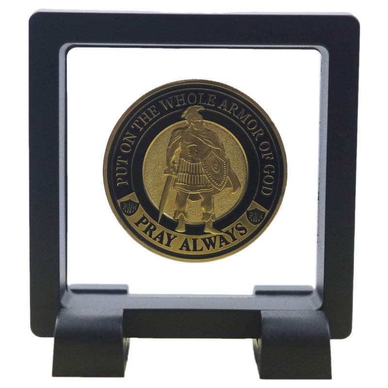 Challenge Coin Holder Single Coin Display Case 3D Floating Clear Frame with Feet Stand Postage Stamp Jewelry Medallion Specimen Medal Holder Box