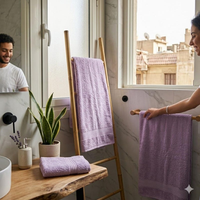 100% Cotton Text 70 * 140cm 500 Grams Soft and Absorbent Made in Egypt for Home, Bathroom, Beach, Trip (Light Mauve) - Image 4