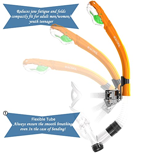 WACOOL Training Headstrap Support Dry Top Snorkel Tube Comfortable Mouthpiece One-Way Purge Valve for Pool Open Water Scuba Lap Swimming Swimmer Diving Snorkeling (Orange) - Image 4