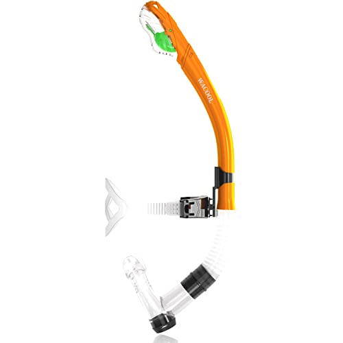 WACOOL Training Headstrap Support Dry Top Snorkel Tube Comfortable Mouthpiece One-Way Purge Valve for Pool Open Water Scuba Lap Swimming Swimmer Diving Snorkeling (Orange) - Image 1