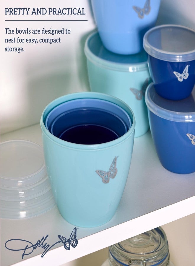 Dolly Parton Prep Bowl Set with Lids - 4-Piece Blue Butterfly Design, Airtight Storage, Mixing and Serving Bowls, Dishwasher Safe, 1-4 Cup Sizes - Image 4