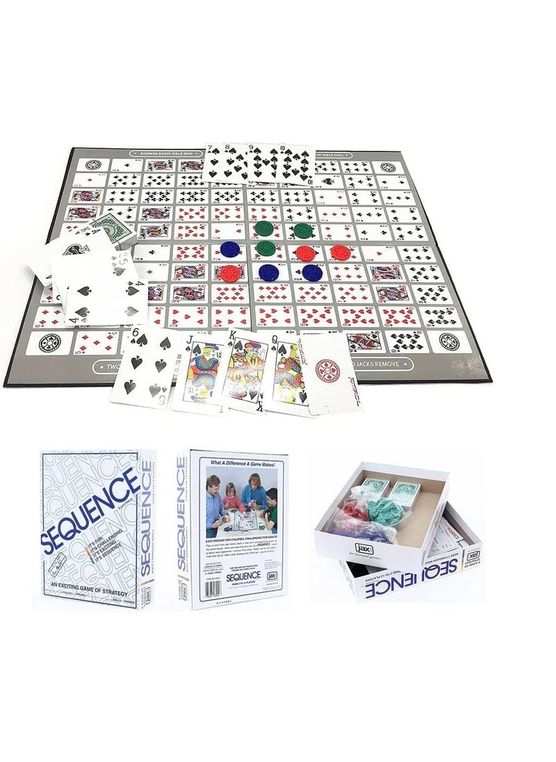 Generic - Natsuki Sequence Game Original Sequence with Folding Board Five in a Row to Win Edition Box Padded Mat Cards and Tokens for 2-12 Teenagers - Image 1