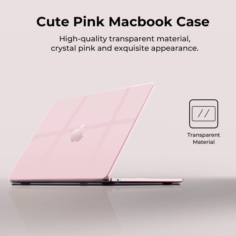 EooCoo Case Compatible with MacBook Air 15 inch M5 2026 2025-2023 Release M4 M3 M2 Model A3448 A3241 A3114 A2941, Plastic Hard Shell Case & Keyboard Cover & Screen Protector, Crystal Pink - Image 2