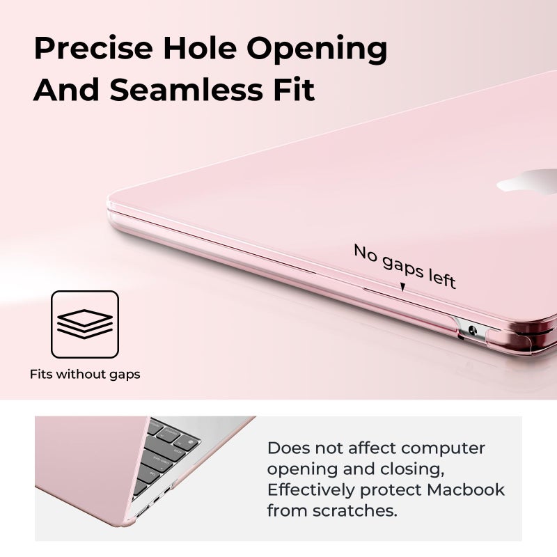 EooCoo Case Compatible with MacBook Air 15 inch M5 2026 2025-2023 Release M4 M3 M2 Model A3448 A3241 A3114 A2941, Plastic Hard Shell Case & Keyboard Cover & Screen Protector, Crystal Pink - Image 4