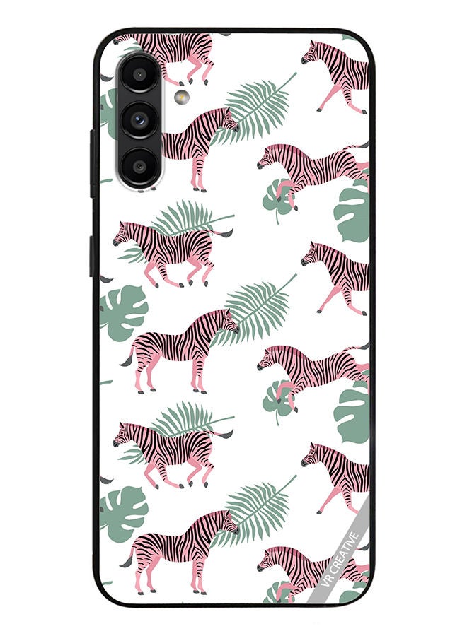 VR CREATIVE Protective Case Cover For Samsung Galaxy A13 5G Vector Zebra And Palm Leaves Isolated On White Design Multicolour - Image 1