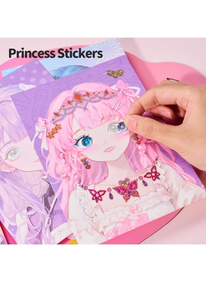 مجموعة ألعاب تعبيرية للفتيات بالصوف الورقي، مجموعات الحرف الورقية، نشاط فنون وحرف مع لوحة الماس وملابس الأميرات، هدية مثالية لحفلات أعياد الميلاد للفتيات من عمر 4 إلى 9 سنوات - Image 3
