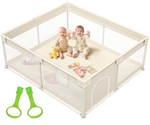 Mloong Large Baby Playpen for Toddler 6959in Babies Play Pen Playard Active Center Beige - Image 1