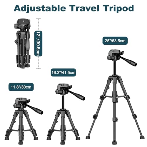 JOILCAN Mini Tripod for Camera, 25" Tabletop Camera Tripod, Portable Travel Tripod w/Phone & Tablet Holder, Lightweight Aluminum Tripods for DSLR Phone Spotting Scope - Image 3