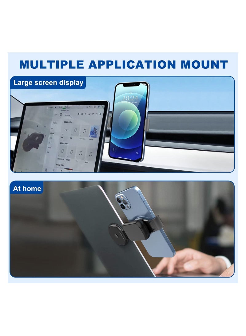 Phone Car Mount, Fit for Tesla Magnetic Phone Car Mount, 360° Rotation Foldable Invisible Magnetic Car Phone Holder with a Phone Clamp, Phone Mount for Car/Laptop MagSafe, Fit for iPhone Samsung - Image 2