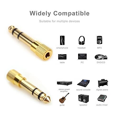 KEBILSHOP 1/4'' to 3.5mm Stereo Headphone Adapter for Audio Connector Cable, 3.5mm(1/8'') Female to 6.35mm (1/4'') Male Jack Plug Stereo Adapter for Headphone, Amp Adaptor - Image 4