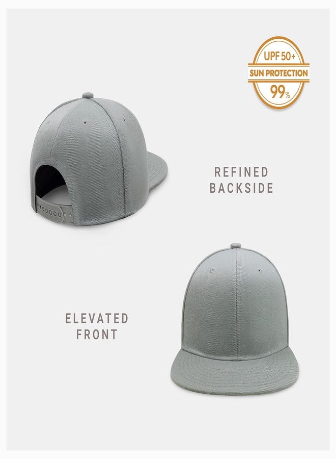 CHOK.LIDS Flat Bill Visor Classic Snapback Hat Blank Adjustable Brim High Top End Trendy Color Style Plain Tone Baseball Cap (Light Grey.) - Image 2