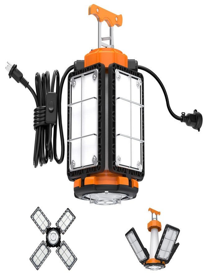 Litezone LED Temporary Work Light: 100W 15000Lumen with Brightness Adjustable Switch, 4 Deformable Panels Linkable Hanging Work Light, Portable 5000K Led Work Light for Workshop Construction Site Garage - Image 1
