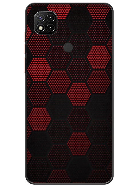Protective Case Cover For Xiaomi Redmi 9C Red Hexagon