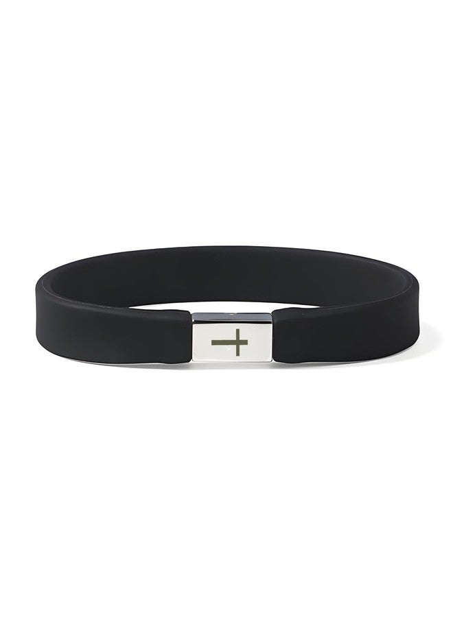 HOMLIFPER Cross Bracelet for Men Women, Stainless Steel Script Faith Silicone Waterproof Wristbands Sport Scripture Religious ID Bracelet for Young Adults - Image 1
