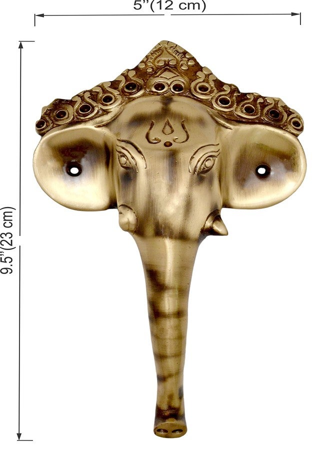 Two Moustaches Brass Ganesha Mask Door Handle, Main Door Handles, Brass Door Handles, Door Pulls, Door Handle for Home & Office, Ganesha Design Handle, Antique Brown, Standard, Pack of 1 - Image 4