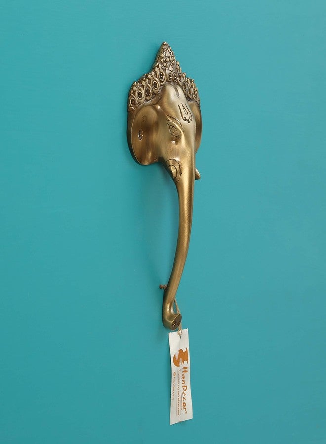 Two Moustaches Brass Ganesha Mask Door Handle, Main Door Handles, Brass Door Handles, Door Pulls, Door Handle for Home & Office, Ganesha Design Handle, Antique Brown, Standard, Pack of 1 - Image 2