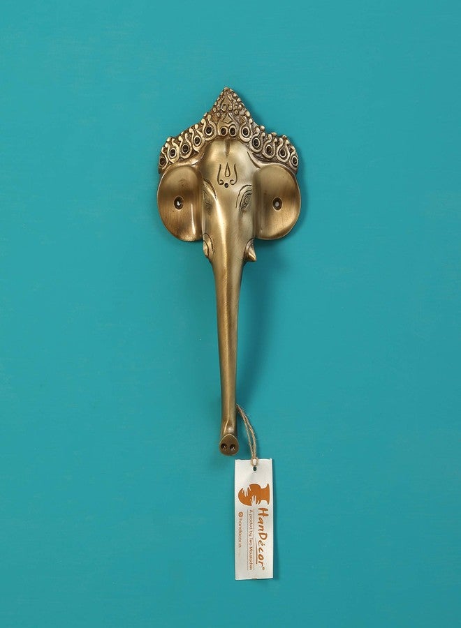 Two Moustaches Brass Ganesha Mask Door Handle, Main Door Handles, Brass Door Handles, Door Pulls, Door Handle for Home & Office, Ganesha Design Handle, Antique Brown, Standard, Pack of 1 - Image 3
