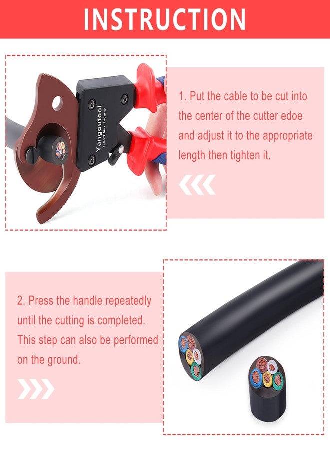 Yangoutool Ratchet Cable Cutter Heavy Duty for Copper and Aluminum Cables, 240mm² Capacity, Sharp Polished Edges, Ideal for Cutting Large Armored Electrical Wires, Perfect for Electricians - Image 5