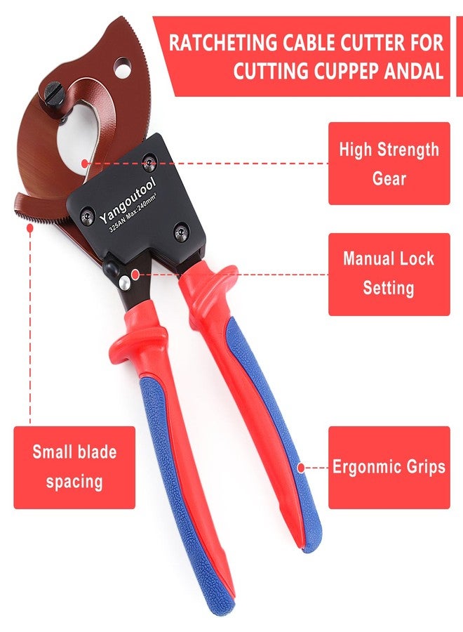 Yangoutool Ratchet Cable Cutter Heavy Duty for Copper and Aluminum Cables, 240mm² Capacity, Sharp Polished Edges, Ideal for Cutting Large Armored Electrical Wires, Perfect for Electricians - Image 2