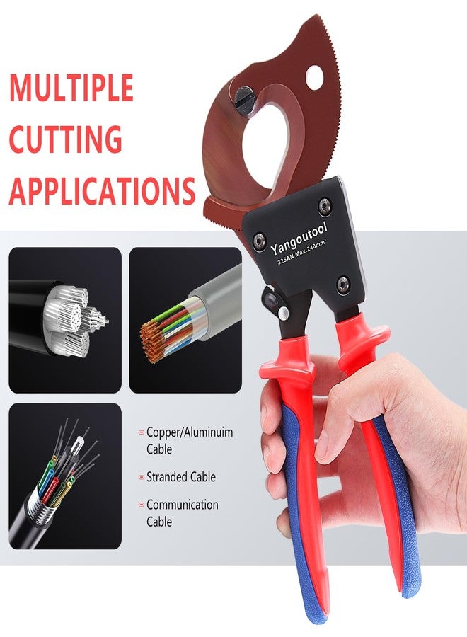 Yangoutool Ratchet Cable Cutter Heavy Duty for Copper and Aluminum Cables, 240mm² Capacity, Sharp Polished Edges, Ideal for Cutting Large Armored Electrical Wires, Perfect for Electricians - Image 3