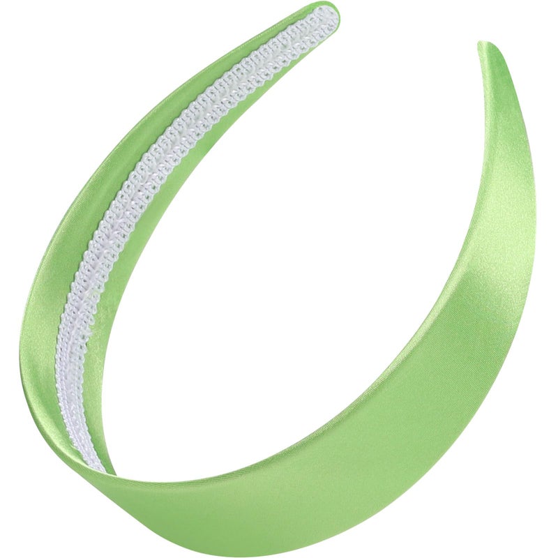 WantGor 16 Inch Wide Headbands Silk Satin Plain Headband for Women Non Slip Solid Hair Bands Hair Accessories Cosplay DIY Holiday Head Band Green Large - Image 3