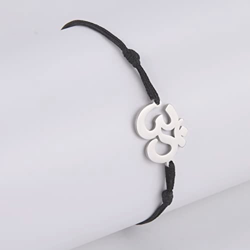 EUEAVAN Hindu OM OHM AUM Sanskrit Symbols Spiritual Bracelet luck Couple Charm Jade Thread Bangle Yoga Amulet Anklets Jewelry Accessories (black) - Image 5