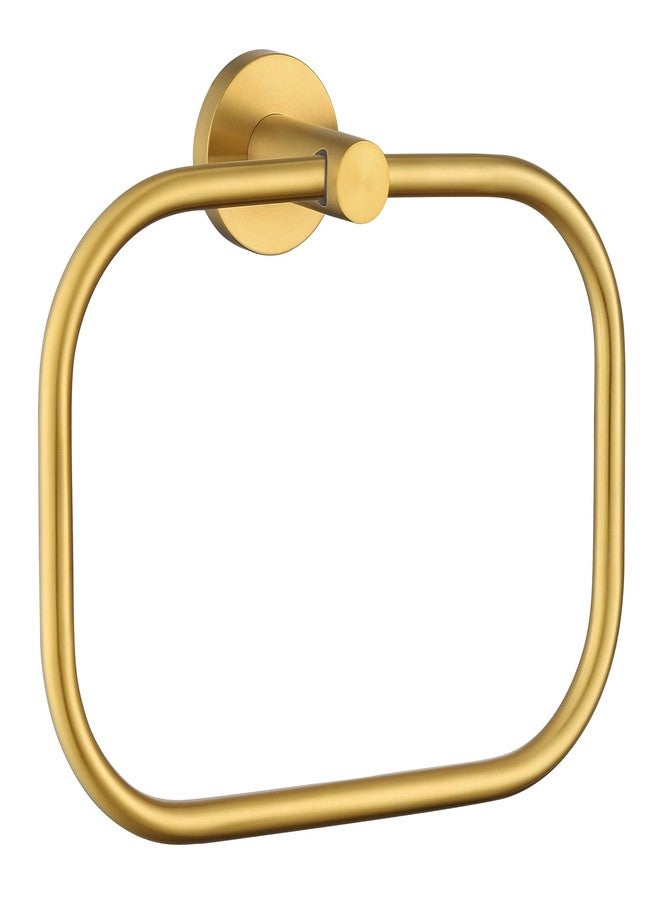 APLusee Square Towel Ring Brushed Gold, 304 Stainless Steel Hand Towel Holder for Bath Kitchen, Wall Mounted - Image 1