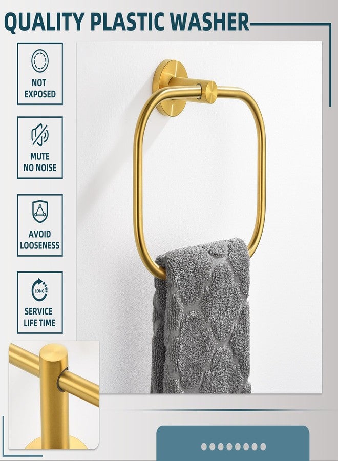 APLusee Square Towel Ring Brushed Gold, 304 Stainless Steel Hand Towel Holder for Bath Kitchen, Wall Mounted - Image 5