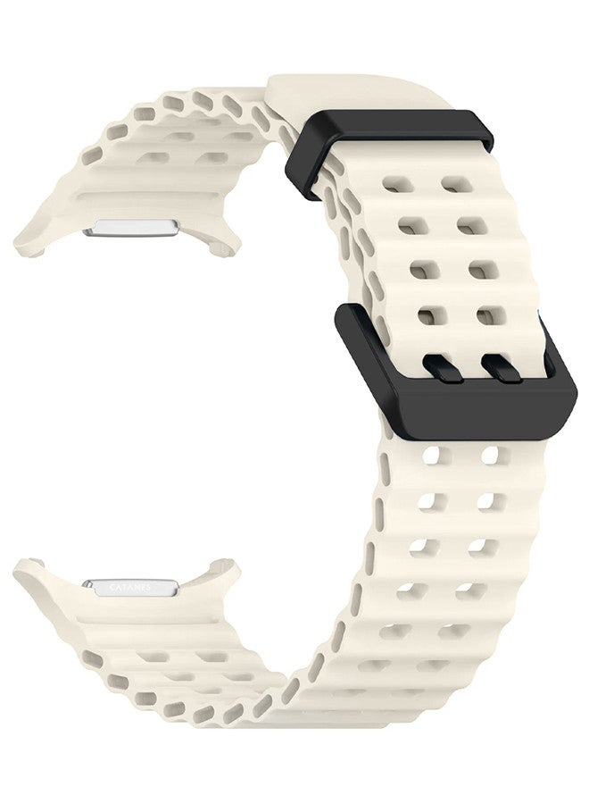 CATANES (for Samsung Galaxy Watch 7 Ultra 47mm) Silicone Band Soft Ocean Silicone Sport Strap Replacement Accessory Dusty White  - Image 2