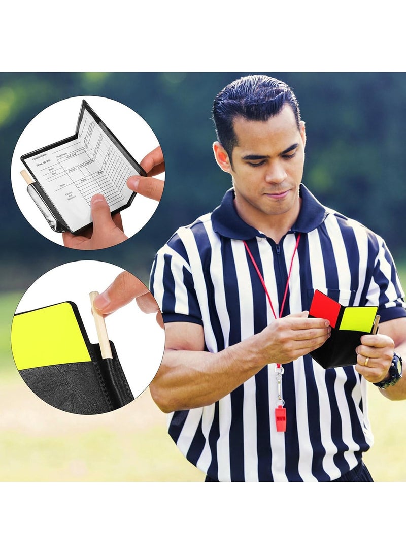 مجموعتين من بطاقات حكم كرة القدم، البطاقة الصفراء والحمراء، صافرة حكم كرة القدم المعدنية، معدات حكم كرة القدم - Image 4