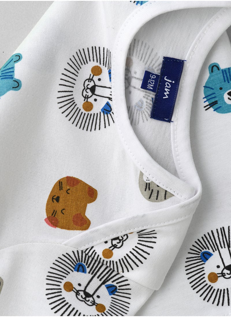 JAM - Cute Cubs Faces Pattern Cotton T-Shirt for Boys - White - Image 1