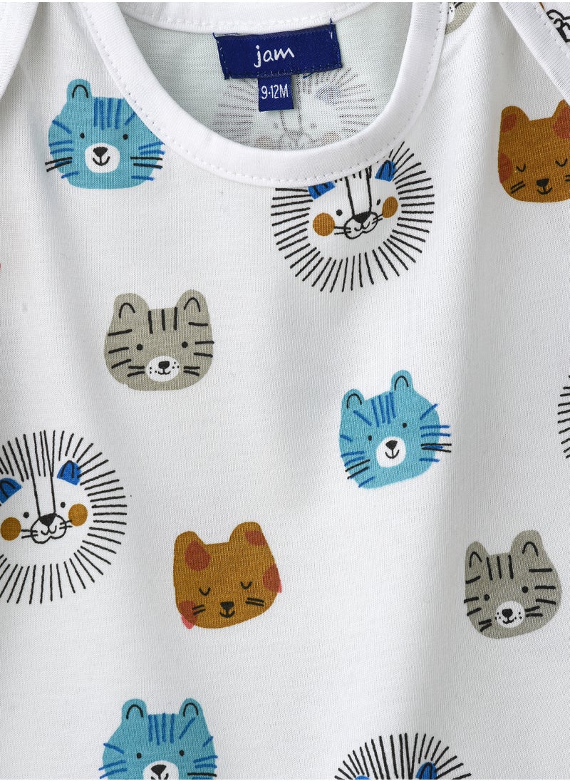 JAM - Cute Cubs Faces Pattern Cotton T-Shirt for Boys - White - Image 1