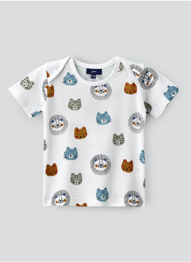 JAM - Cute Cubs Faces Pattern Cotton T-Shirt for Boys - White - Image 1