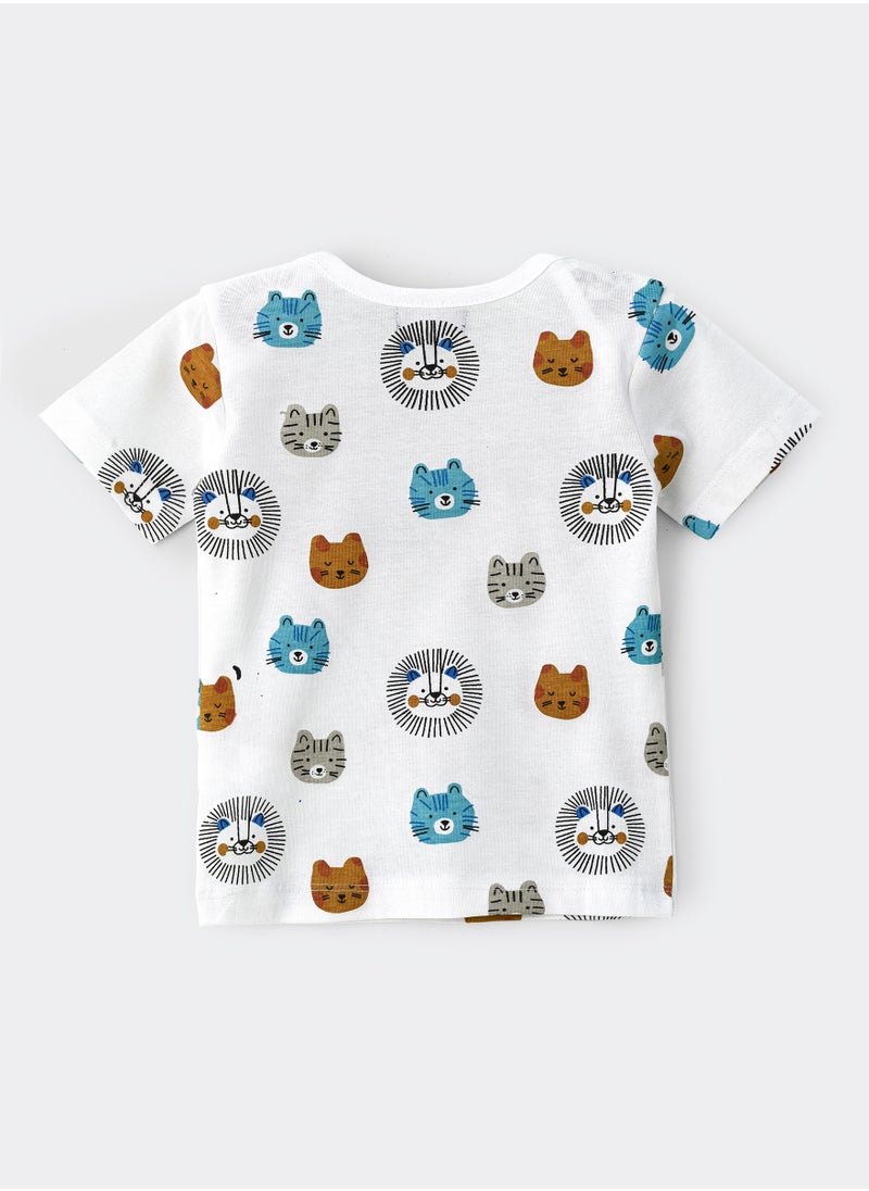JAM - Cute Cubs Faces Pattern Cotton T-Shirt for Boys - White - Image 1