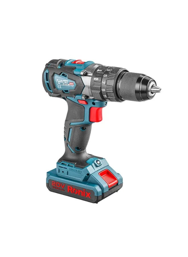 رونيكس مثقاب لاسلكى ( بدون فحمات ) 20 فولت و 13 مم و 55 نيوتن  # 8905K - Image 3