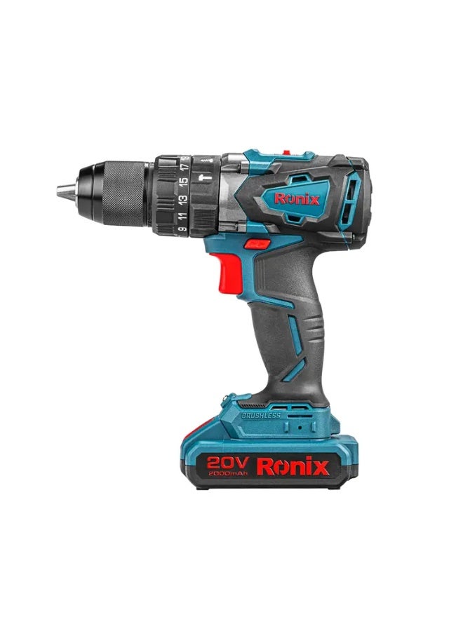 رونيكس مثقاب لاسلكى ( بدون فحمات ) 20 فولت و 13 مم و 55 نيوتن  # 8905K - Image 1