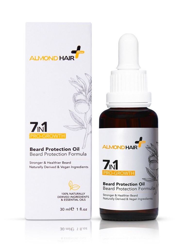 Almond Hair Almondhair Beard Oil 1 Ounce Protectant for Men 7-in-1 Natural Botanical Ingredients Nourishing Jojoba Oil Castor Oil Sweet Almond Oil  - Image 1